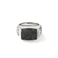 ID Silver Signet Ring with Treated Black Sapphire by John Hardy