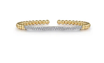 14K Yellow Gold 0.76cttw SI H-I Diamond Pave Bar Bujukan Split Bangle by Gabriel
