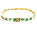 18K Yellow Gold 2.91cttw Emerald & 3.48cttw G.H SI Diamond Bracelet
