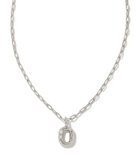 Crystal Letter O Silver White CZ Short Pendant Necklace by Kendra Scott