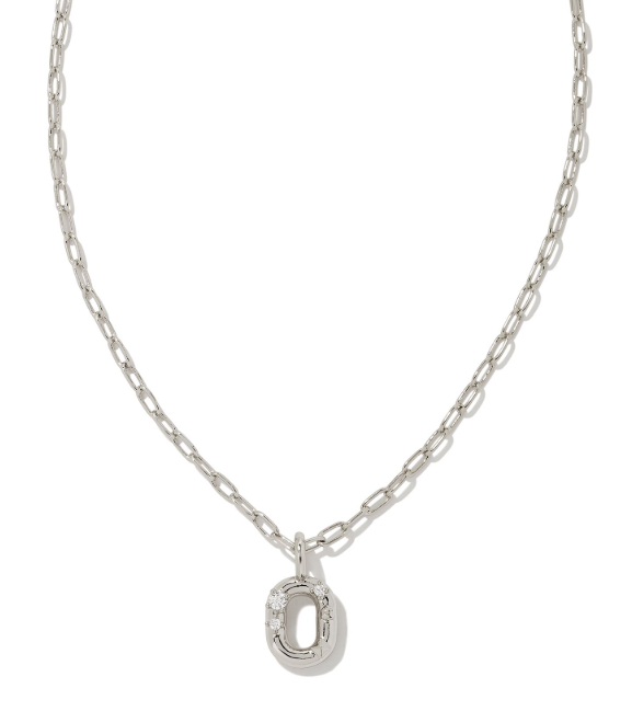Crystal Letter O Silver White CZ Short Pendant Necklace by Kendra Scott