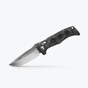 Mini Auto Adamas Knife with Marbled Carbon Fiber & Drop Point by Benchmade