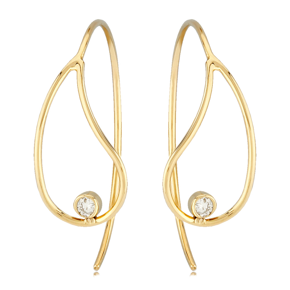 14K Yellow Gold 0.06cttw Diamond Tear Drop Earrings