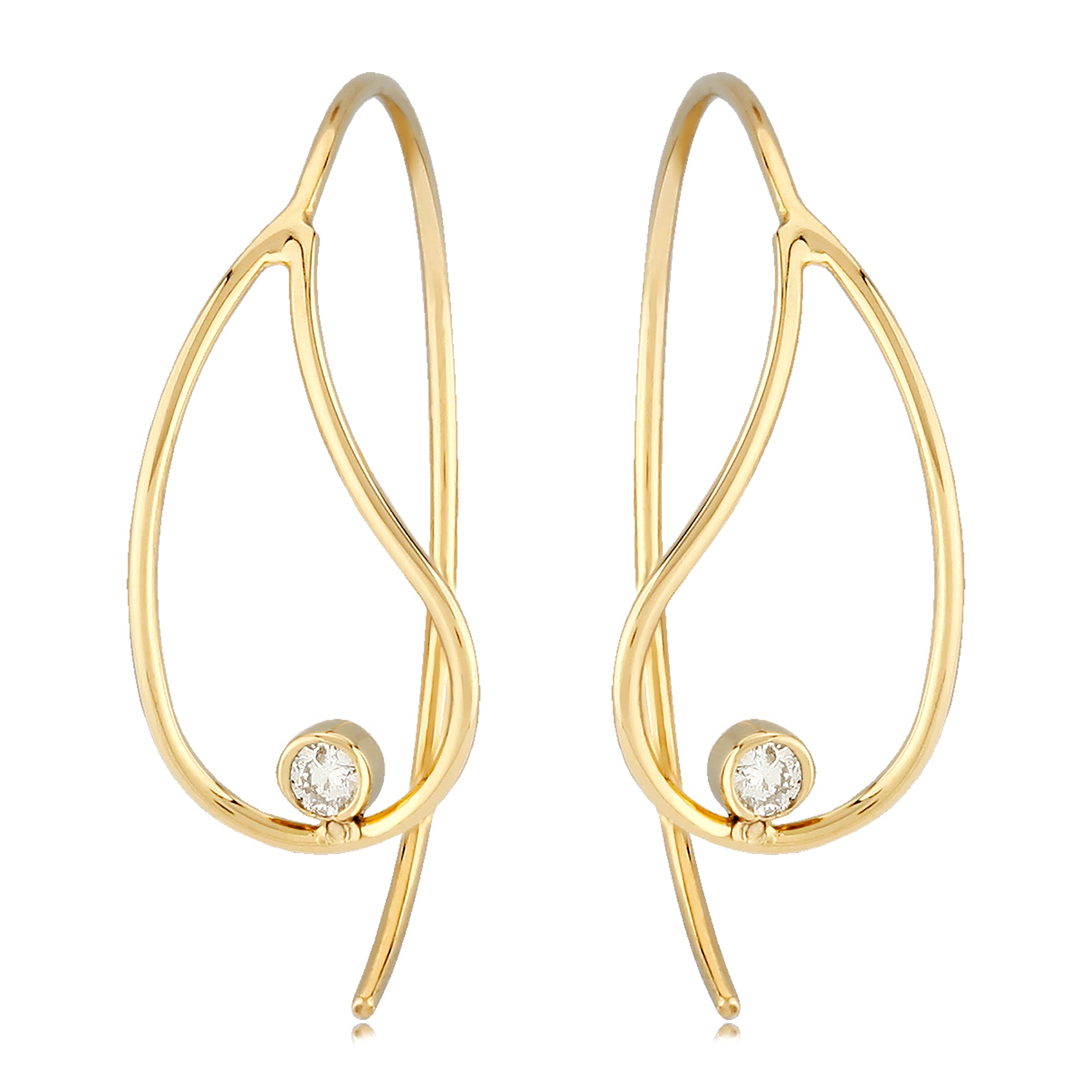 14K Yellow Gold 0.06cttw Diamond Tear Drop Earrings