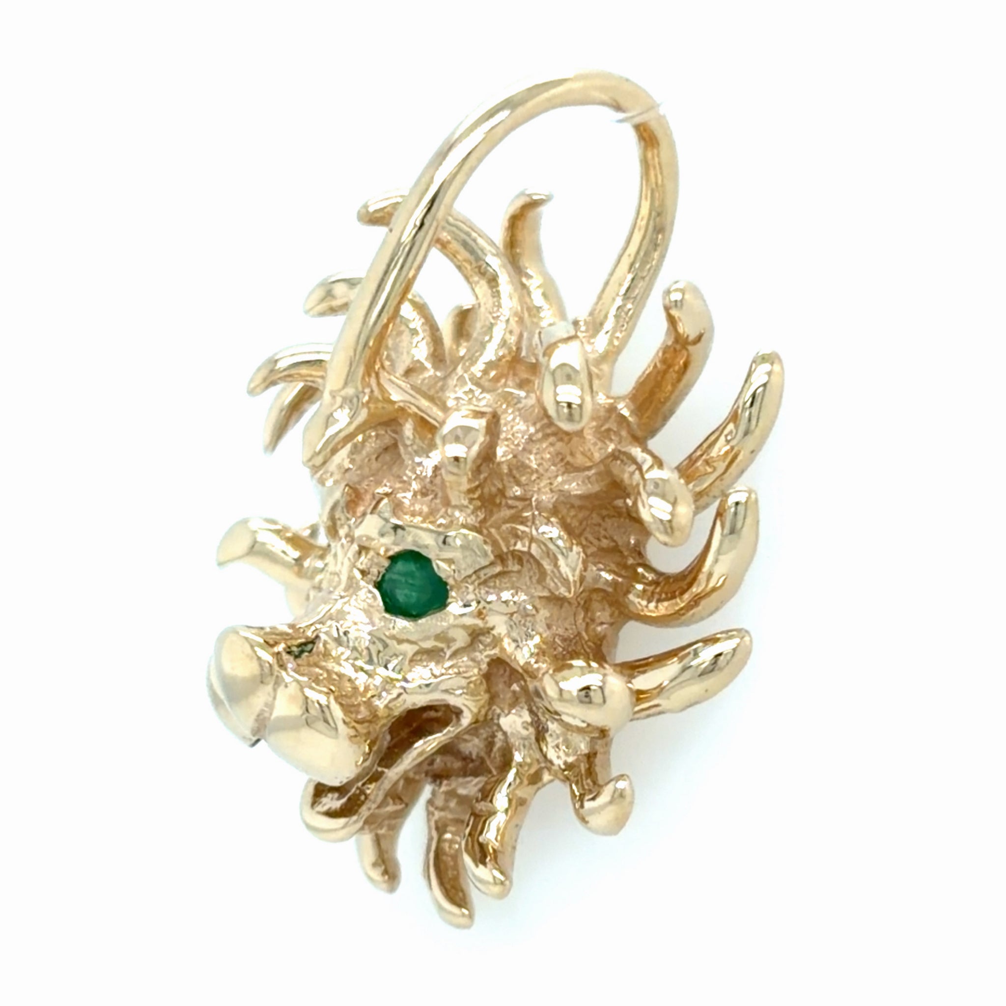 Estate Whimsiacl Lion Pendant with Emerald Eyes