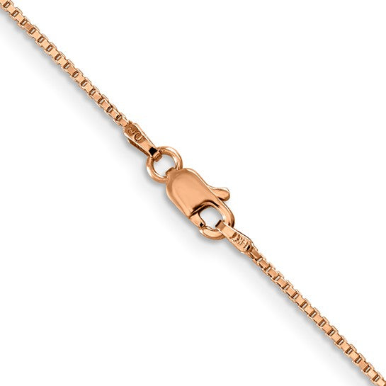 14K Rose Gold 1.0mm Box Chain with Lobster Clasp 16"