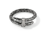 Spear Silver 0.08cttw Diamond Pave Single Wrap Ring with Black Rhodium Sz 7 by John Hardy