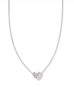 Holland Heart Silver White Crystal Short Pendant Necklace by Kendra Scott