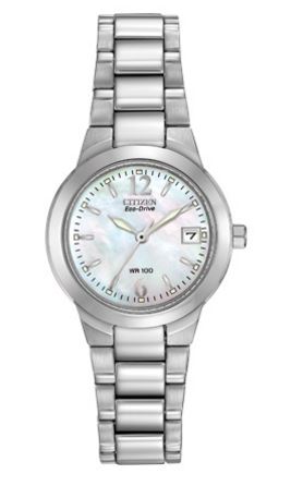 Ladies Eco-Drive Stainless Steel Watch with Blue Mother of Pearl Dial by Citizen