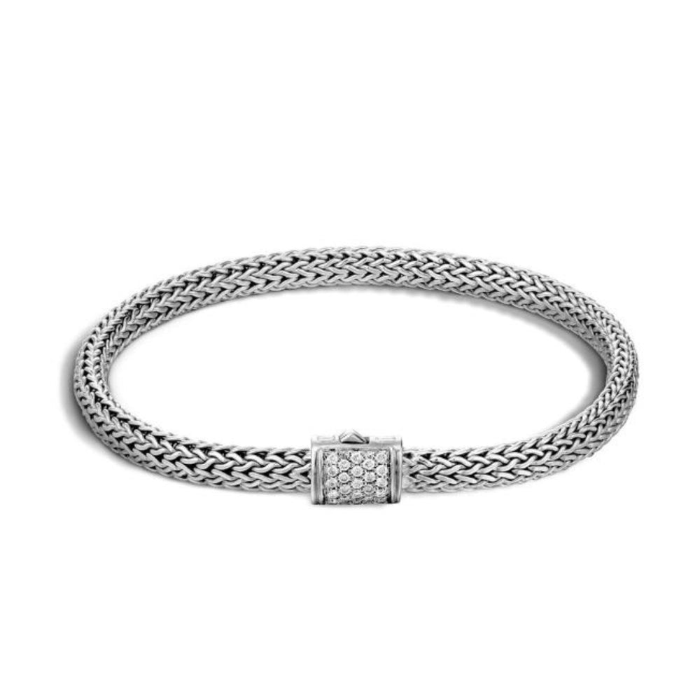 Icon Silver 0.18cttw Diamond Pave' X Small Bracelet, Sz L by John Hardy