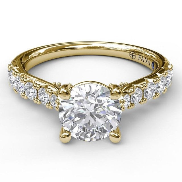 Classic Yellow Gold and Diamond Semi-Mount Engagement Ring by Fana