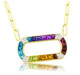 14K Yellow Gold Multi Color Gemstones & Diamond Pendant by Bellarri