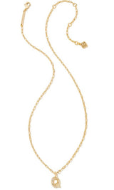 Crystal Letter Q Gold Plated White CZ Short Pendant Necklace by Kendra Scott