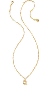 Crystal Letter Q Gold Plated White CZ Short Pendant Necklace by Kendra Scott
