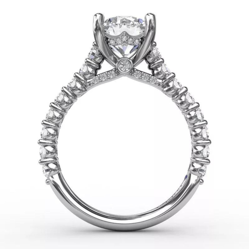 
            
                Load image into Gallery viewer, Contemporary Diamond Solitaire Engagement Ring Semi-Mount With Hidden Halo by Fana
            
        