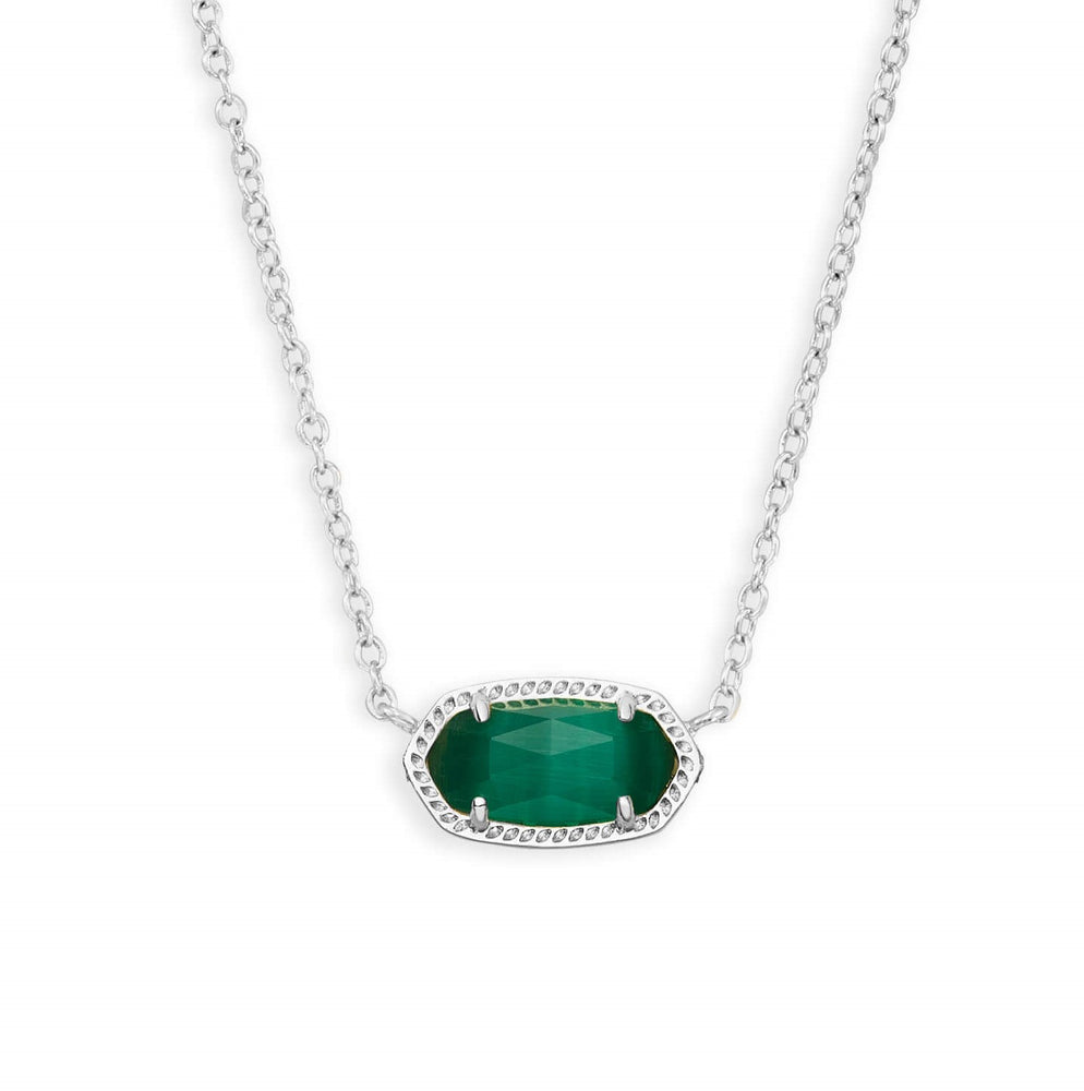 Elisa Silver Plated Emerald Cats Eye Necklace, by Kendra Scott