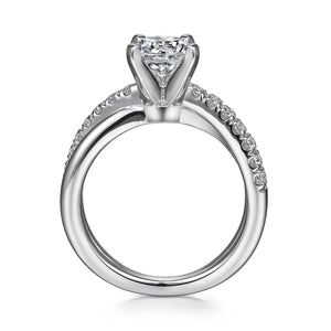 14K White Gold Holds 1.00ct w/ 0.19cttw SI G-H Round Twisted Diamond Semi-Mount Engagement Ring by Gabriel