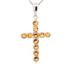 Sterling Silver Simulated Citrine Cross Necklace