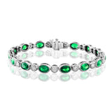 14K White Gold 6.23cttw Emerald & 1.51cttw SI1 G-H Diamond Bracelet by Jewels by Jacob