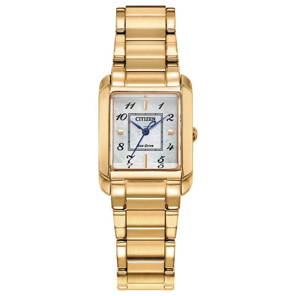 Ladies Bianca Eco-Drive Gold-Tone Stainless Steel Bracelet Mother of Pearl Dial by Citizen