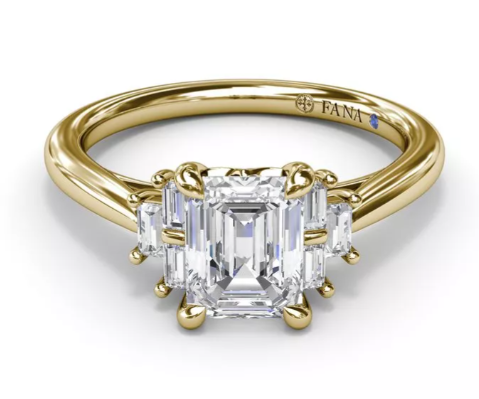 14K Yellow Gold 0.18cttw VS FG Cluster Diamond Semi-Mount Ring by Fana