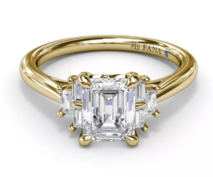 14K Yellow Gold 0.18cttw VS FG Cluster Diamond Semi-Mount Ring by Fana