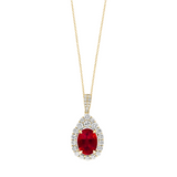 18K Yellow Gold 2.31ct Ruby & 1.00cttw Diamond Pendant Necklace by Jewels By Jacob