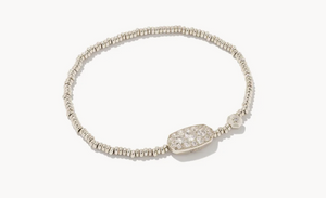 Grayson Silver Stretch Bracelet with White Crystals by Kendra Scott