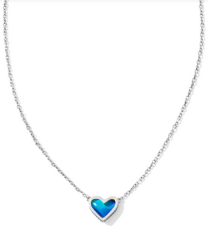 Framed Ari Silver Mood Stone Heart Short Pendant by Kendra Scott