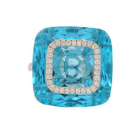 14K White Gold Swiss Blue Topaz & Diamond Ring by Bellarri