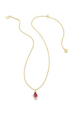Yellow Gold Plated Framed Abbie Short Pendant Necklace with Light Burgundy Illusion by Kendra Scott
