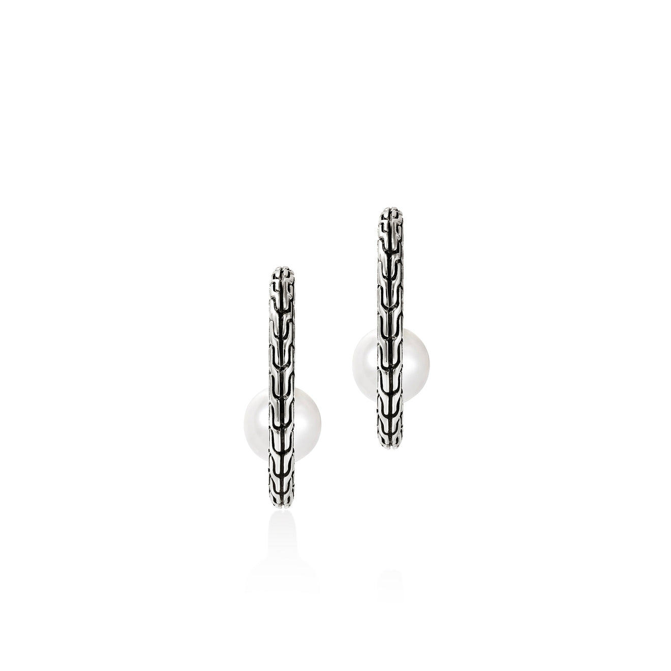 Essentials Silver Hoop Earrings with Cultured Fresh Water Pearl by John Hardy