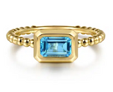 14K Yellow Gold Bujukan & 0.75ct Swiss Blue Topaz Stackable Ring by Gabriel