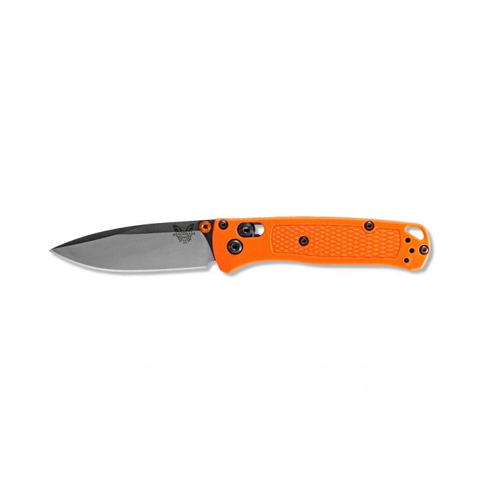 Mini Bugout with Orange Grivory Handle & Satin Blade