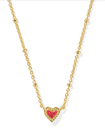 Mini Ari Heart Satellite Gold Plated Red Kyocera Opal Short Pendant Necklace by Kendra Scott