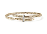 Spear 14K Gold 0.16cttw Diamond Pave Bypass 4mm Flex Cuff by John Hardy