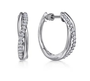 SS Twisted15mm 0.40cttw White Sapphire Huggie Earrings by Gabriel