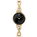 Axiom Gold-Tone Silhouette Bangle Bracelet with Black Dial Watch by Citizen