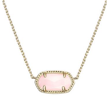 Elisa Gold Plated Necklace in Rose Quartz by Kendra Scott