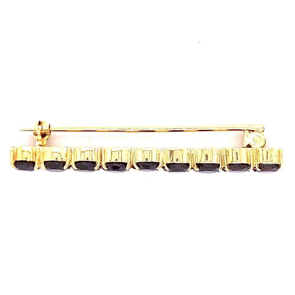 Estate Garnet Bar Pin in 18K Gold