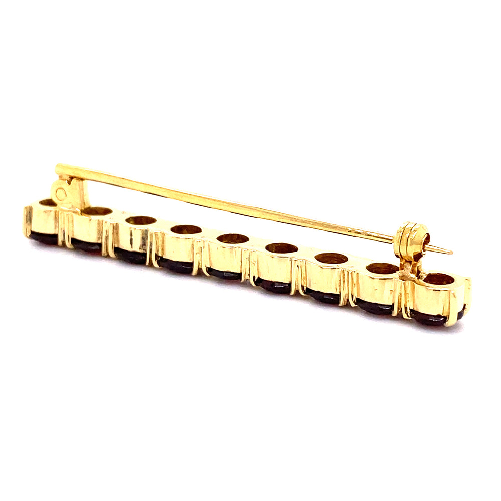 Estate Garnet Bar Pin in 18K Gold