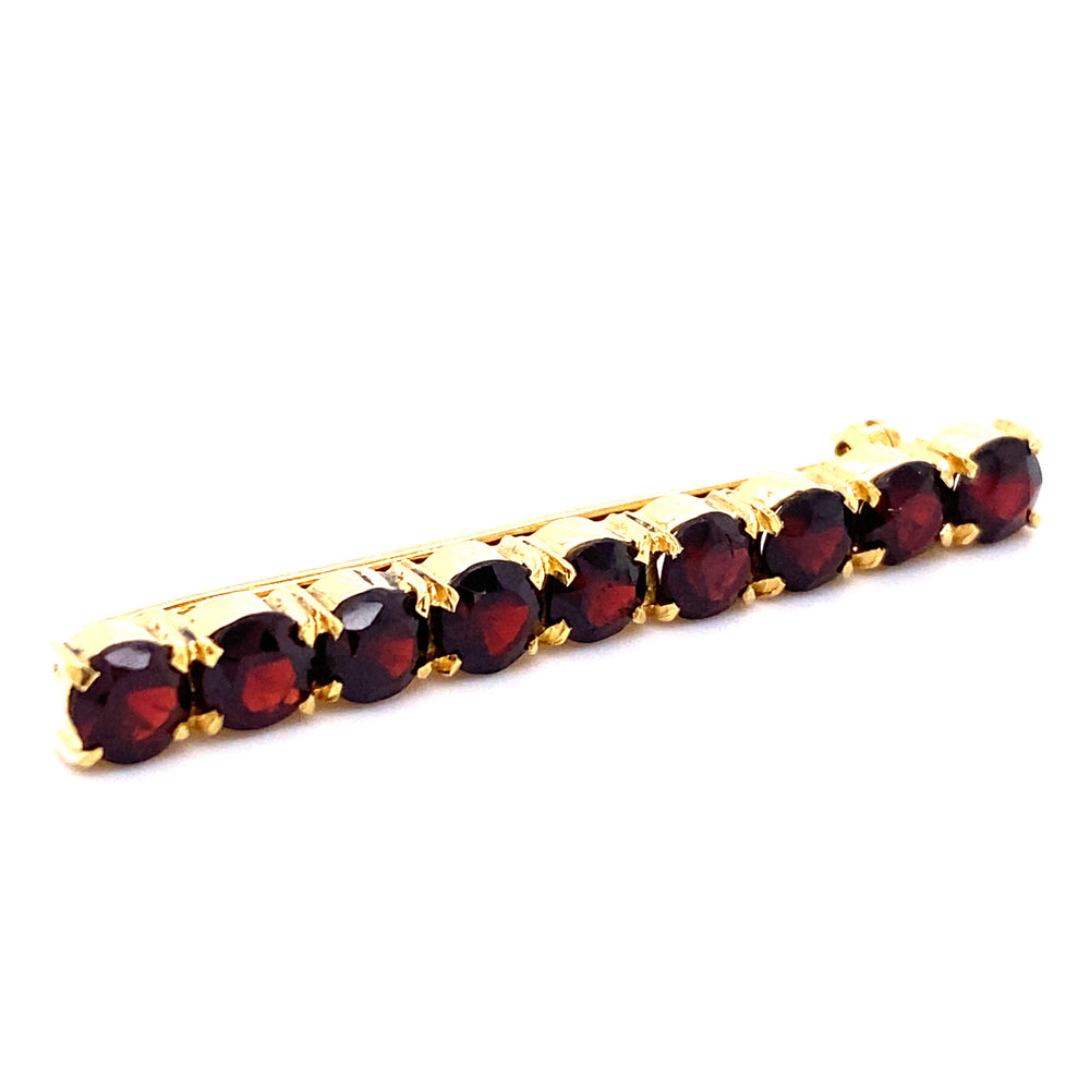 Estate Garnet Bar Pin in 18K Gold