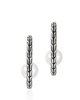 Essentials Silver Hoop Earrings with Cultured Fresh Water Pearl by John Hardy