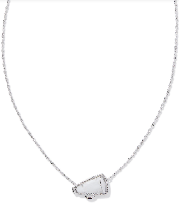 Cheer Silver White Mother of Pearl Short Pendant Necklace