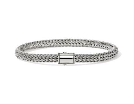 Icon Silver 5mm Extra Small Bracelet with Pusher Clasp Sz M by John Hardy