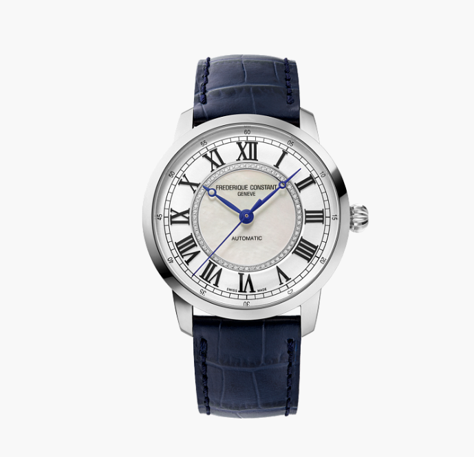 Ladies Automatic Classics Premiere Watch with Blue Leather Strap by Frederique Constant