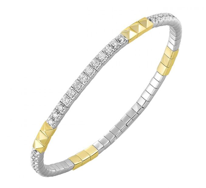 14K White & Yellow Gold 1.50cttw Diamond Bangle