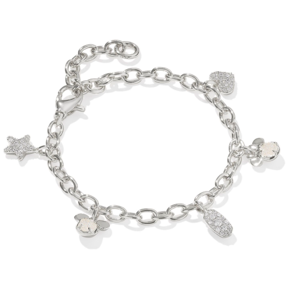 Mickey Minnie Silver Iridescent White Charm Bracelet by Kendra Scott