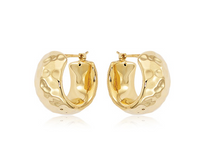 14K Yellow Gold Plain Hammer Huggie Earrings