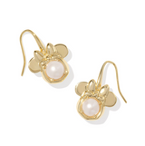 Minnie Mouse Gold Plated White Pearl Drop Earrings by Kendra Scott